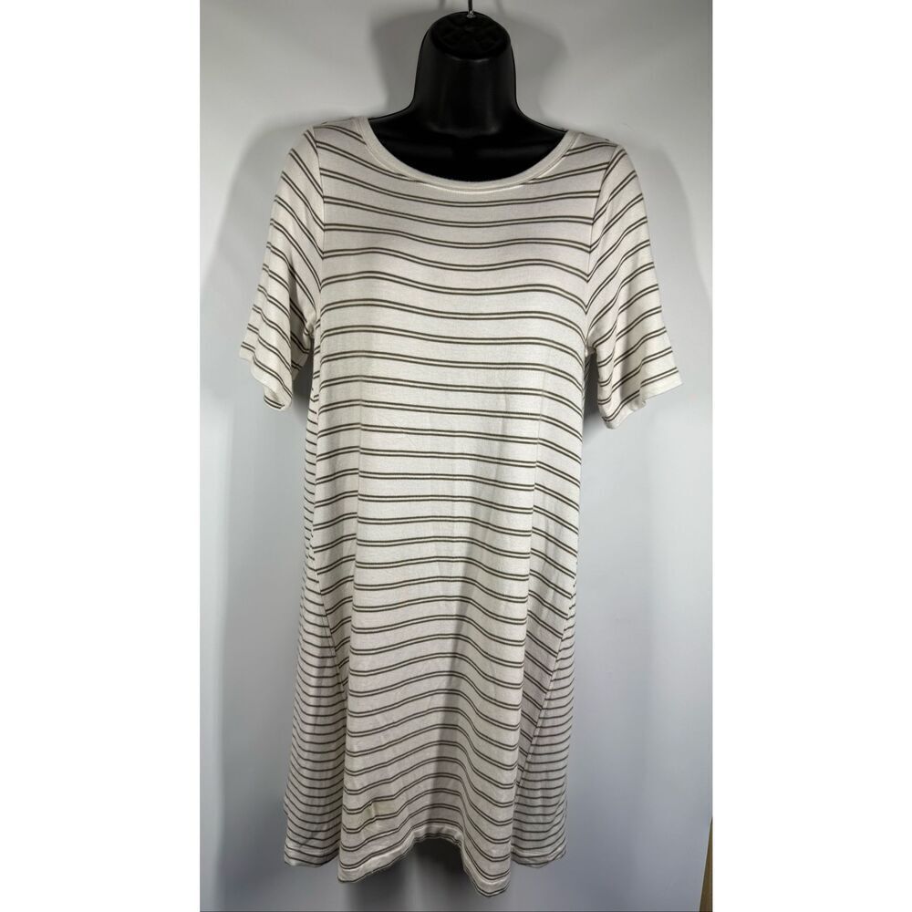 Lou & Gray green cream stripe soft rayon dress size medium
